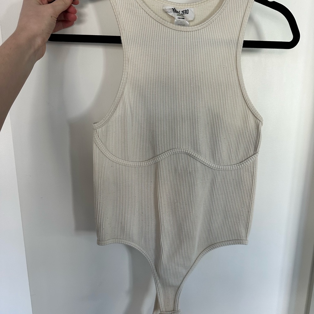Cream Ribbed Tank Bodysuit
